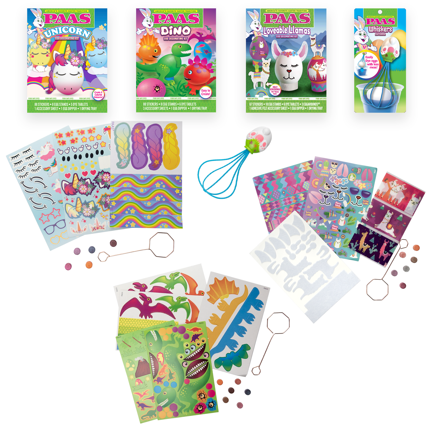 Animal Egg Decorating Kits with Whiskers Tool - 4 Piece Bundle