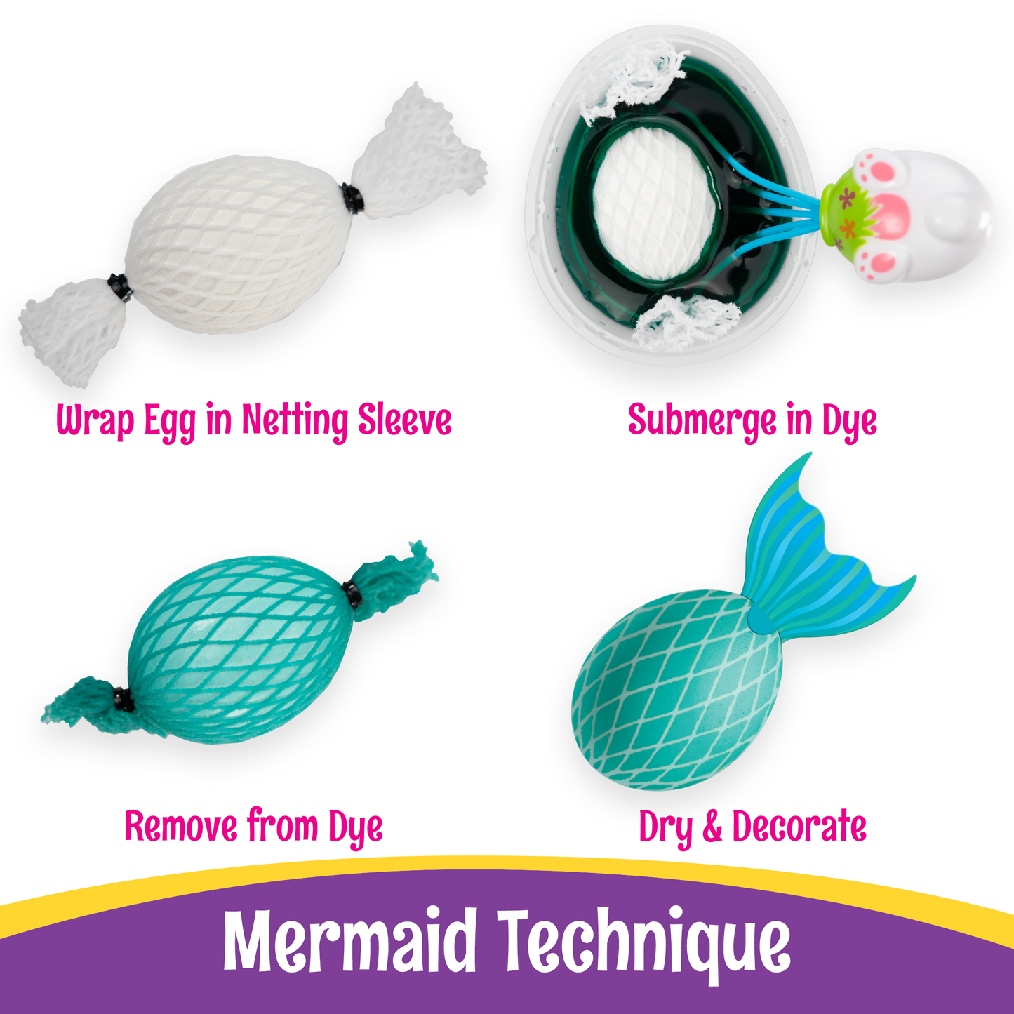 Deluxe and Mermaid Egg Decorating Kits with Whiskers Tool - 3 Piece Bundle