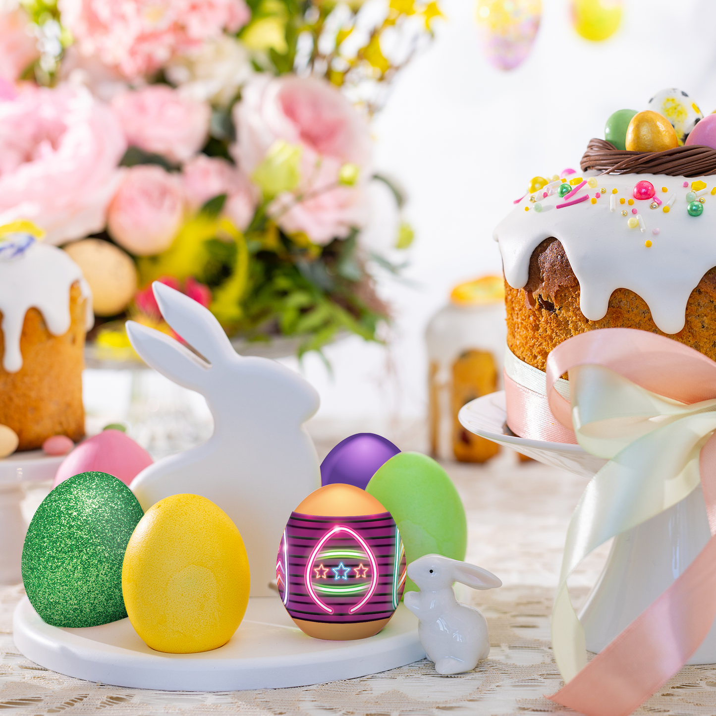 Deluxe and Neon Egg Decorating Kits with Whiskers Tool - 3 Piece Bundle