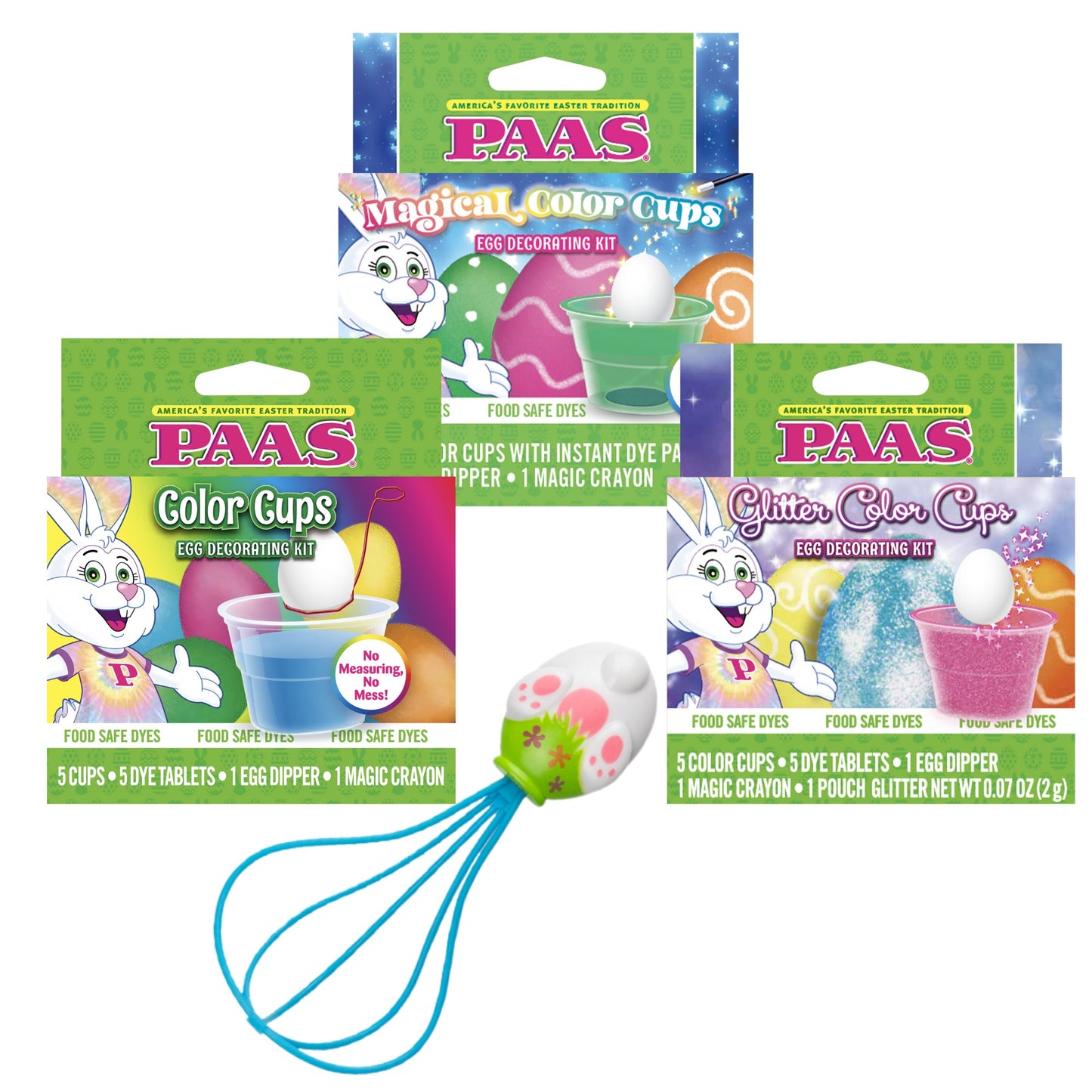 Color Cups Egg Decorating Kits with Whiskers Tool - 4 Piece Bundle