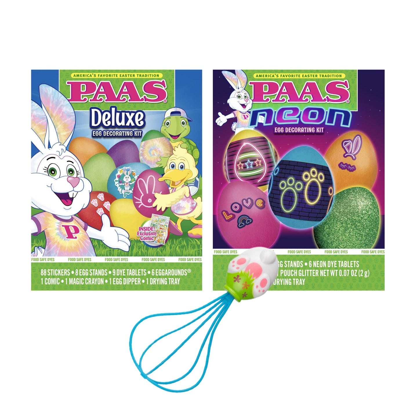 Deluxe and Neon Egg Decorating Kits with Whiskers Tool - 3 Piece Bundle